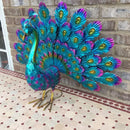 Peacock Statue Sculpture Handmade Crafts Ornament Animal Figurine Standing Posture Collectible Peacock Figurine Garden Craft