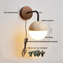 DecorBites™ Japanese LED Wall Lamp, Pull Chain Switch, Yellow Travertine Glass, White Shade