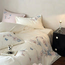 DecorBites™ Elegant Flower Embroidery Cotton Bedding Set - Single Queen King Sizes