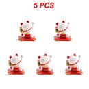 2~20PCS Wealth Waving Cat Chinese Lucky Cat Beckoning Solar Powered Small Size Crafts Home Desktop Ornaments Car Decoration