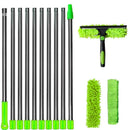 100-420CM Extended Window Cleaning Kit 2 in 1 Double Sided Glass Squeegee Cleaner Duster Mop 180° Swivel Window Cleaning Tools
