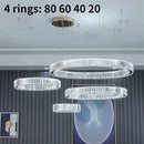 DecorBites™ Crystal LED Chandelier Rings Pendant Lamp Luxury Villa Stair Decoration