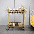 DecorBites™ Drinks Trolley Wine Rack Bar Cart Glass Cup Holder Kitchen Dining Black Gold
