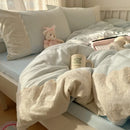 DecorBites™ Lace Duvet Cover Bedding Set 4Pcs French Washed Cotton for Single Double Bed