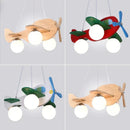 DecorBites™ Kids Wood Airplane Chandelier LED Pendant Light for Boy Bedroom