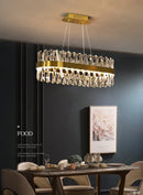 DecorBites™ Gold Crystal Chandelier LED Light for Dining and Living Room