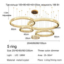 DecorBites™ Golden Crystal Chandelier: Nordic Modern Luxury LED Hanging Halo for Living Room