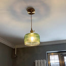 DecorBites™ Green Glass LED Pendant Light: Nordic Modern Hanging Lamp for Bedroom Dining Room
