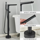 DecorBites™ Dual Handle Black Waterfall Bathtub Faucet Floor Standing Set for Bathroom