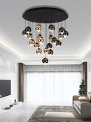 DecorBites™ Crystal Ball Pendant Light for Modern Living Room, Black & Gold Luxury Fixture