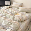 DecorBites™ Cotton Grid Bedding Set - Soft & Stylish Bed Sheet, Quilt Cover Kit