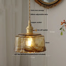 DecorBites™ Amber Glass Pendant Light with Adjustable Wire for Dining Room and Kitchen