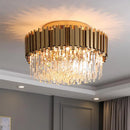 DecorBites™ Gold Crystal Ceiling Lamp: Modern LED Lighting Fixtures for Luxurious Living Rooms.