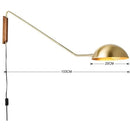 DecorBites™ Adjustable Metal Wood Wall Lamp LED E27 Swing Arm Sconces for Living Room