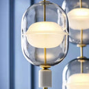 DecorBites™ Clear Gray Amber Glass Pendant Light with Marble Gold Metal Finish