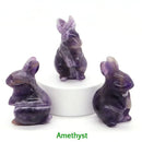 1.5" Elf Rabbit Natural Crystal Amethyst Quartz Agate Bunny Animal Craft Figurines Stone Carving Healing Reiki Home Decor Gift