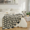 DecorBites™ 3D Cube Cotton Knitted Plaid Blanket - Soft and Cozy Nordic Bedspread