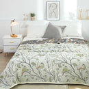 DecorBites™ Japanese Cotton Single Bedspread with Pillow Towel - Floral Birds Design