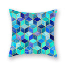 DecorBites™ Geometric Leaf Flower Pillowcase Teal Blue Sofa Car Home Decor Throw Cover