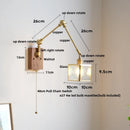 DecorBites™ LED Walnut Wood Cube Glass Wall Light with Pull Chain Switch