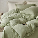 DecorBites™ Lace Edge Cotton Bedding Set for Soft Skin with Duvet, Sheets, and Pillowcases