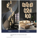 DecorBites™ Gold Acrylic Chandelier LED Pendant Light Modern Staircase Bedroom Living Room Decor