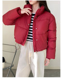 Women Winter Cropped Jacket – Warm Cotton-Padded Puffer Coat