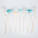 Lychee Life 7Pcs Blue Multi Petal Flower Aromatherapy Rattan Essential Oil Diffuser Home Rose Stick Perfume Reed Air Diffuser