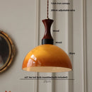 DecorBites™ Amber LED Pendant Light Fixture Wood Glass Loft Adjustable Hang Lamp