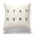 DecorBites™ Lambswool Face Embroidered Cushion Cover 45x45 - Beige White Abstract Art Pillowcase