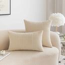 DecorBites™ Corduroy Striped Patchwork Throw Pillow Covers Set, Farmhouse Style Yellow Classic Pillowcases