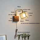 DecorBites™ LED Walnut Wood Cube Glass Wall Light with Pull Chain Switch