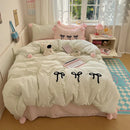 DecorBites™ Korean Princess Bow Lattice Pompom Bedding Set - Single Queen Size