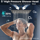 DecorBites™ Black Full Shower System Set with Rain Pressure Spray Head and Faucet Panel