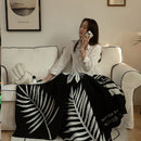 DecorBites™ Knitted Sofa Cover Blanket: Black & White Thin Quilt for Office Nap & Air Conditioning
