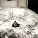 DecorBites™ Luxe Embroidered Cotton Bedding Set: Duvet Cover, Pillowcases, Flat Sheet