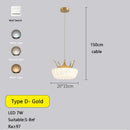 DecorBites™ Gold Crown Pendant Light: Luxe Cloud Hanging Lamp for Children's Bedroom and Living Room