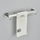 DecorBites™ Brushed Nickel Bathroom Hardware Set: Robe Hook, Towel Rail, Bar Rack, Shelf, Tissue Holder