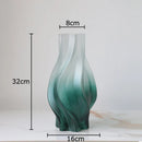 DecorBites™ Green Ripple Glass Vase with Artificial Flowers for Home Decor