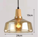 DecorBites™ Glass Lampshade Pendant Light, Wooden Hanging Suspension, Retro American Design