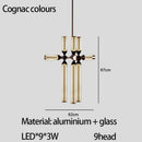Modern black glass tube chandelier dining room led pendant light