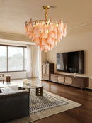 DecorBites™ Gold Chrome Dimmable Amber Glass Petal Chandelier – French Design Luxury Hanglamp