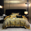 DecorBites™ Brocade Satin Jacquard Luxury Cotton Bedding Set - Duvet Cover, Sheet, Pillowcases