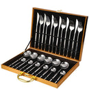 DecorBites™ 24-Piece Gold Stainless Steel Cutlery Set - Elegant Tableware Gift Box