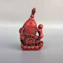 Collectible China Handwork Old Coral Carve Fish & Lotus Auspicious Snuff Bottle