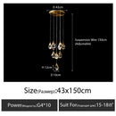 DecorBites™ Diamond Crystal Chandelier Staircase LED Golden Large Living Room Hall Lighting