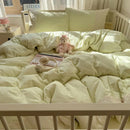DecorBites™ Lace Duvet Cover Bedding Set 4Pcs French Washed Cotton for Single Double Bed