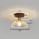 Amber leaf brass glass ceiling lamp bedroom light fixture