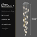 Modern gold crystal ceiling chandelier staircase light dining room