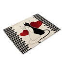 DecorBites™ Black Cat Linen Placemat Set for Dining Table & Kitchen Decor